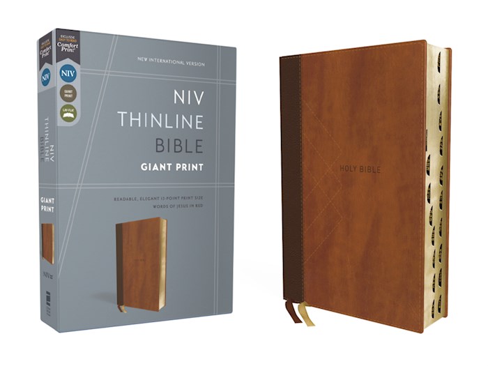 224225 NIV Thinline Bible & Giant Print Comfort Print Brown Leathersoft Indexed