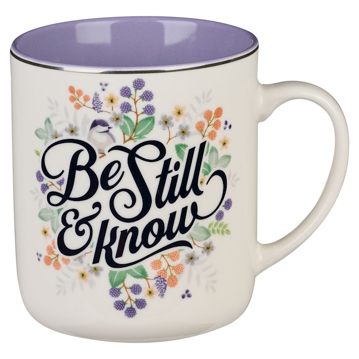 Picture of Christian Art Gifts 224631 Be Still & Know Psalm 46-10-Purple & White Mug - 12 oz - MUG938