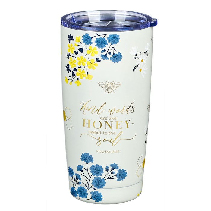 Picture of Christian Art Gifts 380920 Cream-Kind Words-Proverbs 16.24 Stainless Steel Tumbler