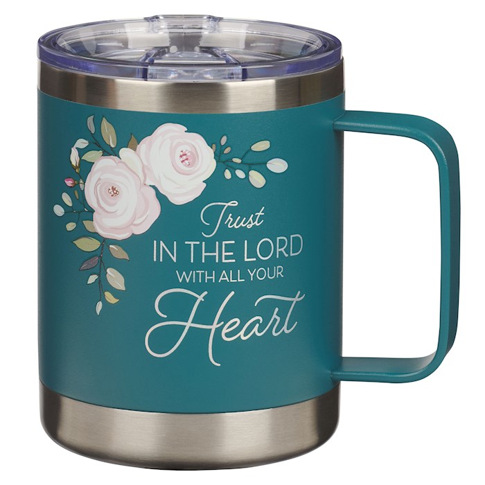 Picture of Christian Art Gifts 380922 Camp Style Teal-Trust In The Lord Proverbs 3-5 Stainless Mug