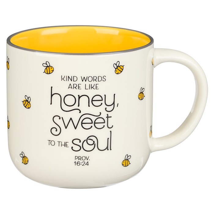 Picture of Christian Art Gifts 224638 Kind Words Are Like Honey Proverbs 16-24-Yellow Bees Mug - 12 oz - MUG947