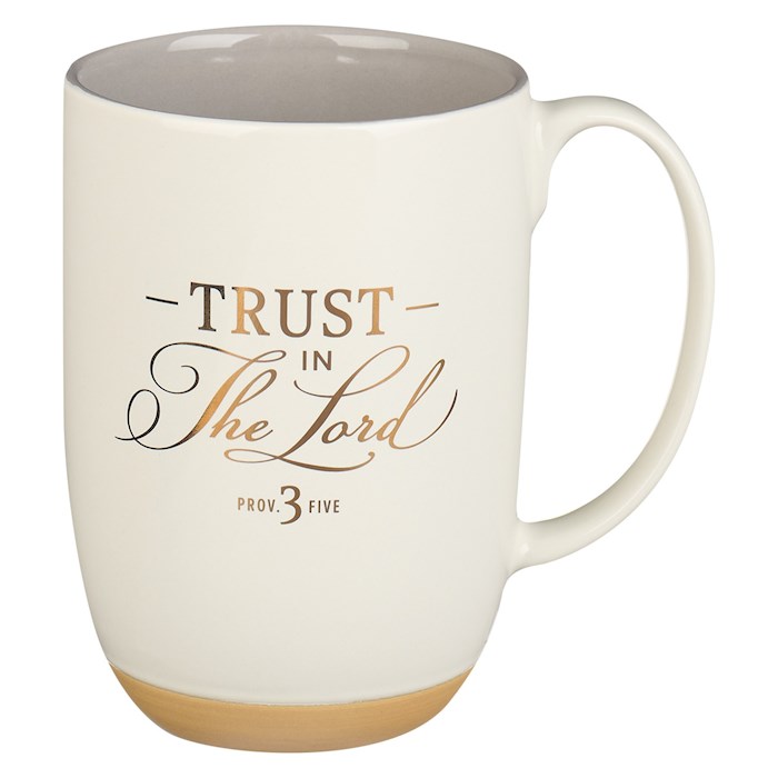 Picture of Christian Art Gifts 224643 Trust In The Lord Proverbs 3-5-White & Taupe with Clay Base Mug - MUG952