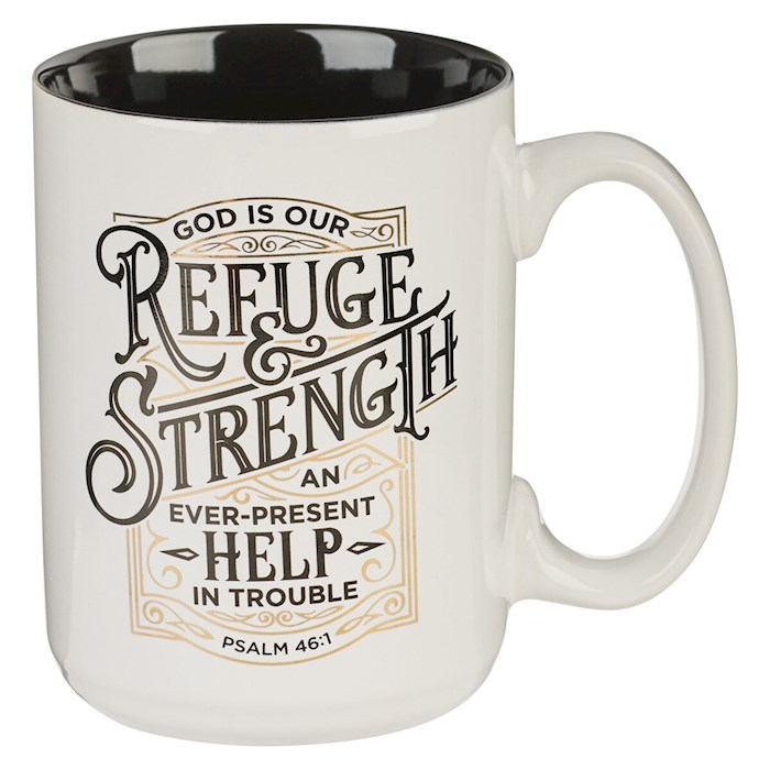 Picture of Christian Art Gifts 224654 12 oz Refuge & Strength Psalm 46-1 Mug, White - MUG911