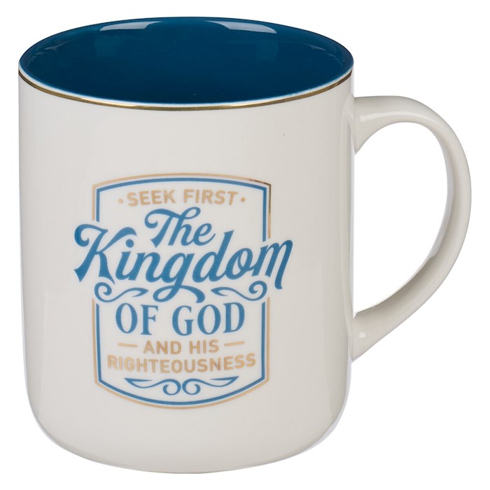 Picture of Christian Art Gifts 233290 Seek First The Kingdom of God Matthew 6-33 Mug, Blue - MUG903