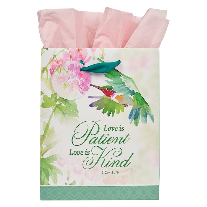 Picture of Christian Art Gifts 381026 Medium Love Is Patient 1 Corinthians 13.4 Gift Bag