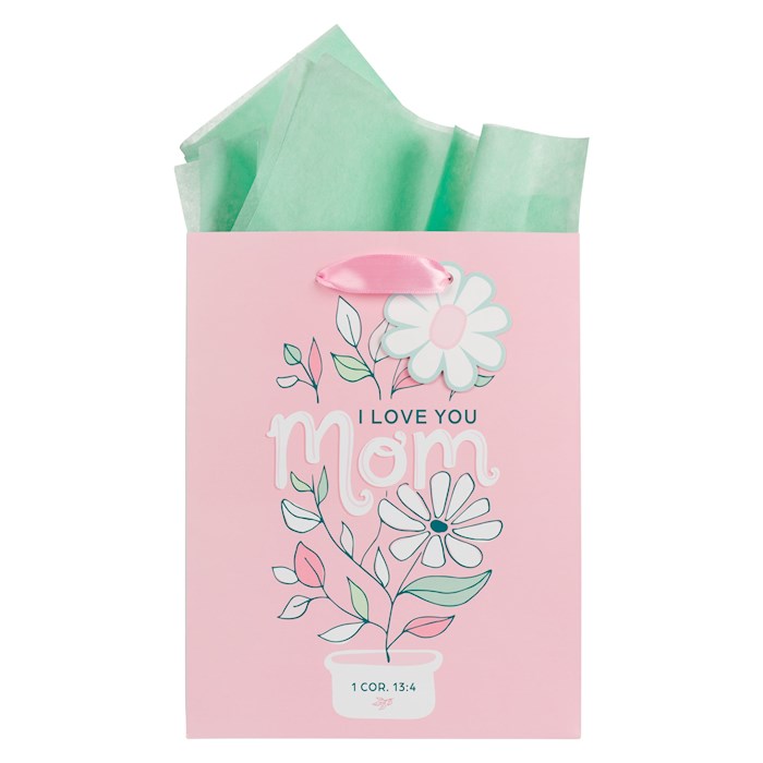 Picture of Christian Art Gifts 381029 Medium I Love You Mom 1 Corinthians 13.4 Gift Bag