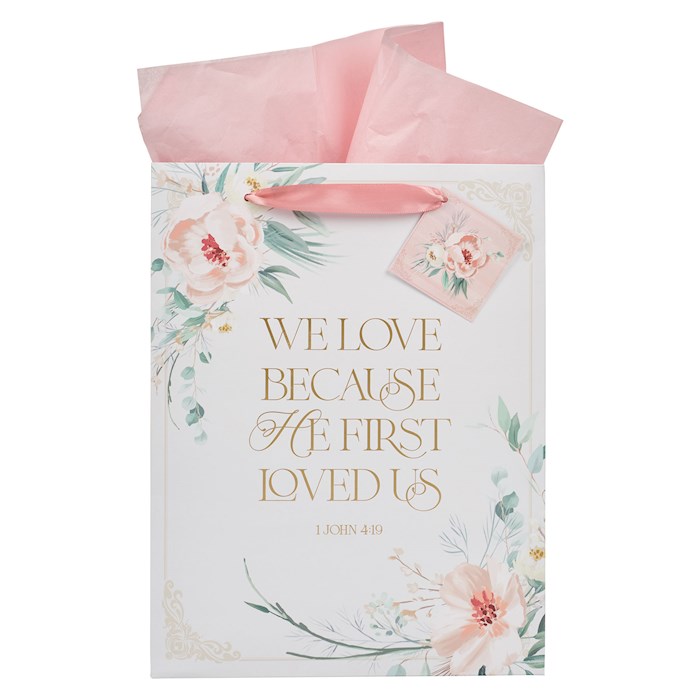 Picture of Christian Art Gifts 381034 Large Portrait He First Loved Us 1 John 4.19 Gift Bag