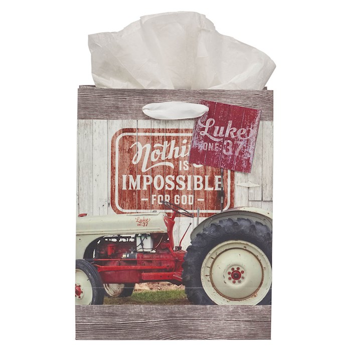 Picture of Christian Art Gifts 38103X Medium with Tag & Tissue Nothing Is Impossible Luke 1.37 Gift Bag