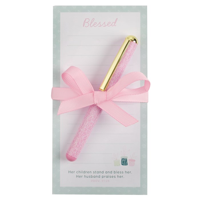 381059 Notepad with Pen-Blessed-Proverbs 31.28 Magnetic
