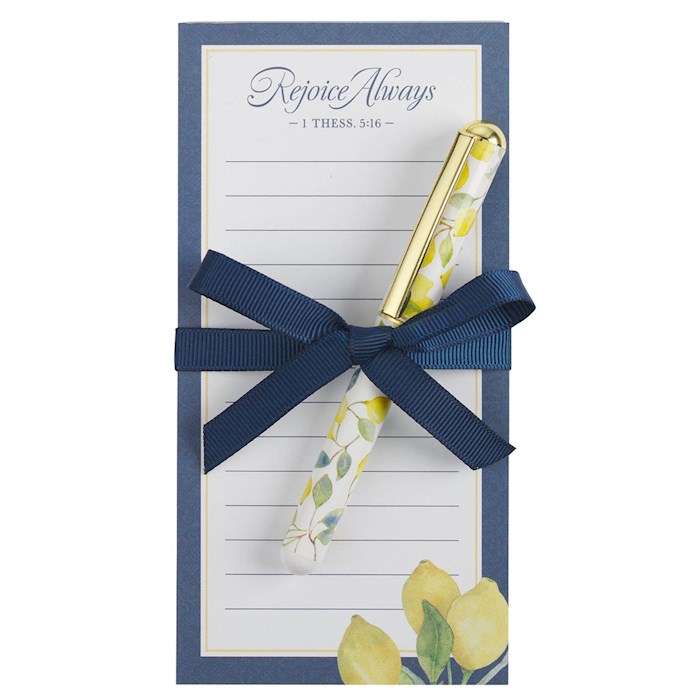 38105X Notepad with Pen-Rejoice Always-1 Thessalonians 5.16 Magnetic