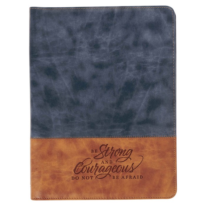 381066 Executive Portfolio Folder Navy & Brown Be Strong & Courageous Joshua 1.9