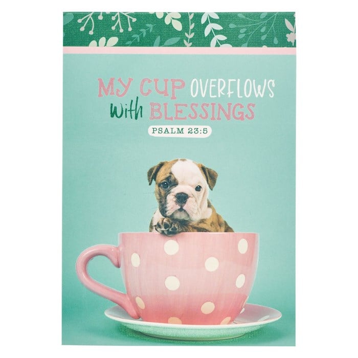 285505 Puppy My Cup Overflows Psalm 23.5 Notepad, Teal