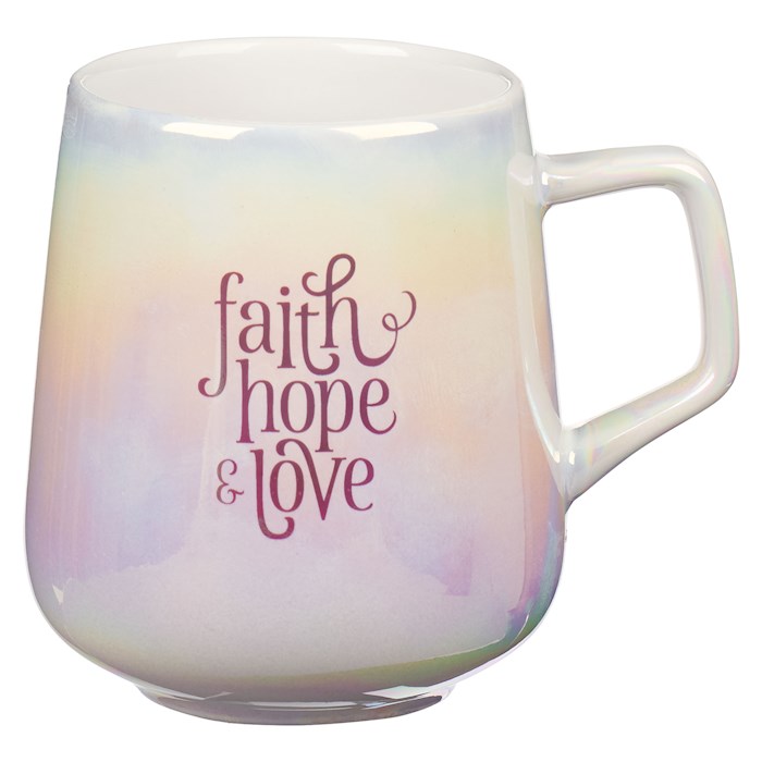 Picture of Christian Art Gifts 285515 Faith Hope & Love-Iridescent & White Mug - MUG980