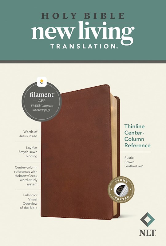 292535 NLT Thinline Center-Column Reference Filament-Enabled-Rustic Brown Leather Like Bible