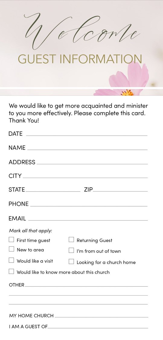 381517 Welcome We Are Glad You Are Here Guest Card - Philippians 1.2 - KJV - Pack of 50
