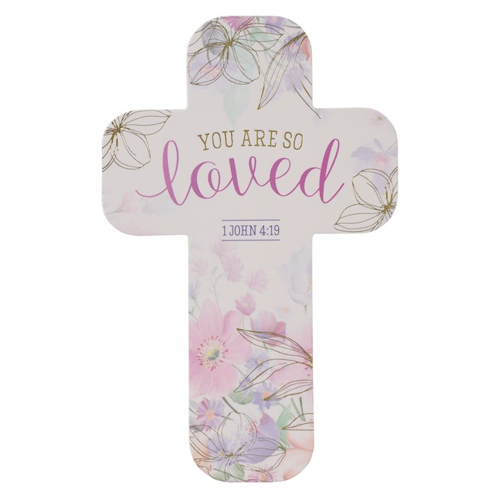 Picture of Christian Art Gifts 294669 Cross Purple Floral You Are Loved 1 John 4-19 Bookmark - Pack of 12