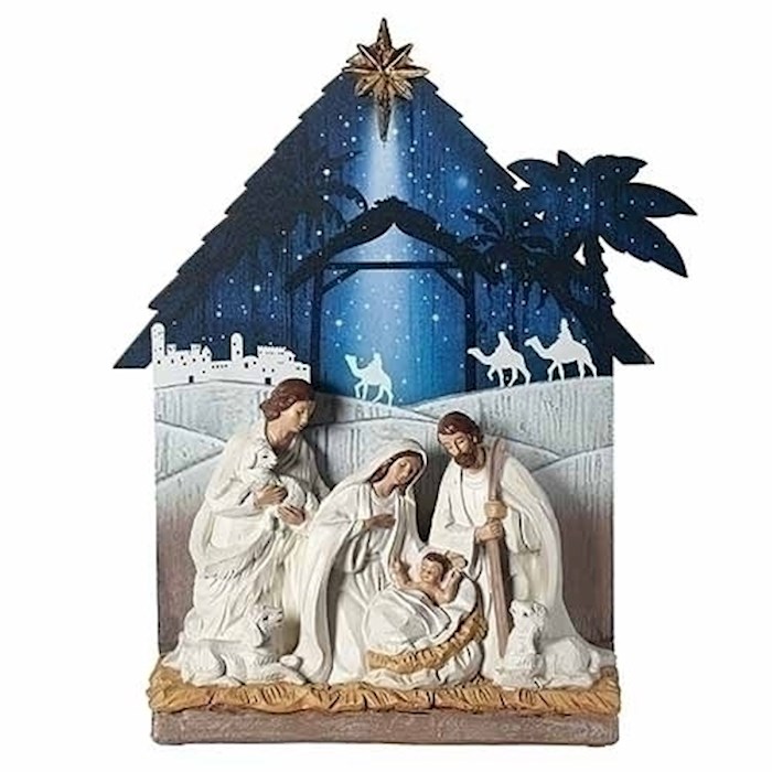 298648 Nativity with Printed Stable & Sky Background - 13 in.