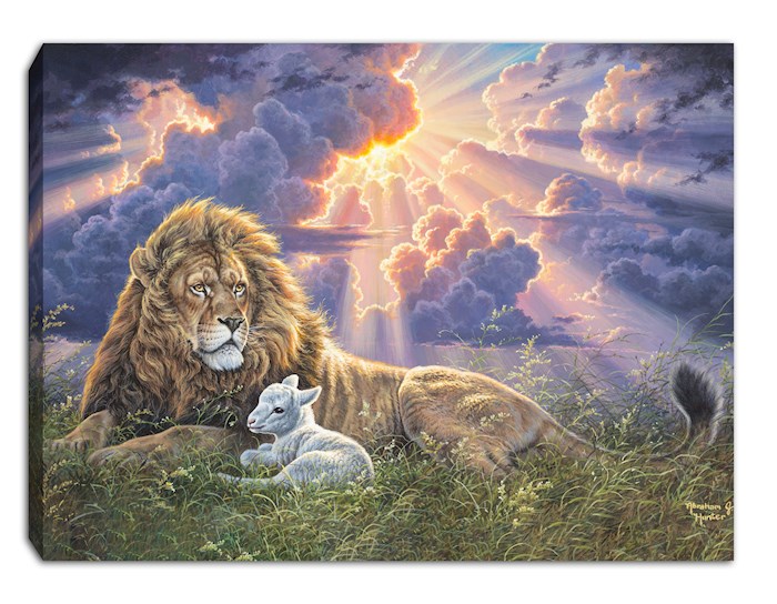 Glow Decor 299623 Perfect Peace & Lion & The Lamb LED Tabletop with Timer Mini Canvas - 8 x 6 in.