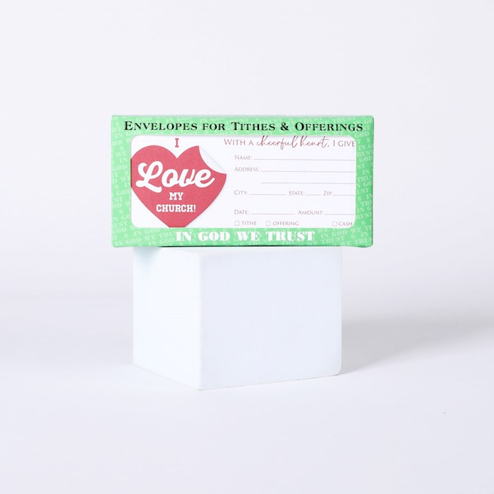 I Love My Church Offering Envelopes - Pack of 100