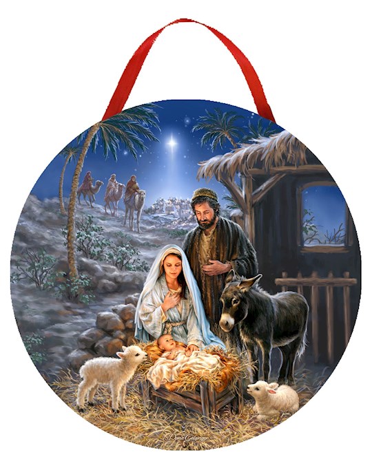 Glow Decor 350322 Canvas-LED A Savior Is Born Ornament - 4.75 in.