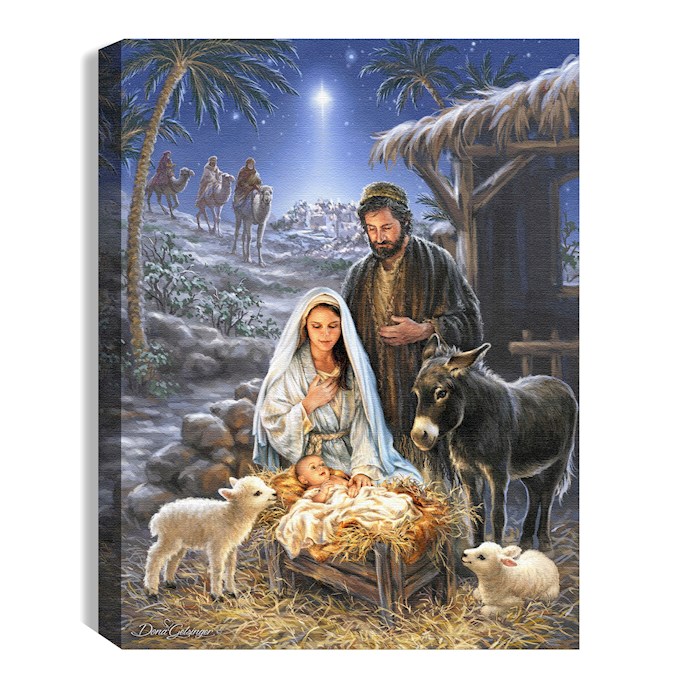 Glow Decor  A Savior Is Born-LED Tabletop with Timer Mini Canvas - 8 x 6 in.