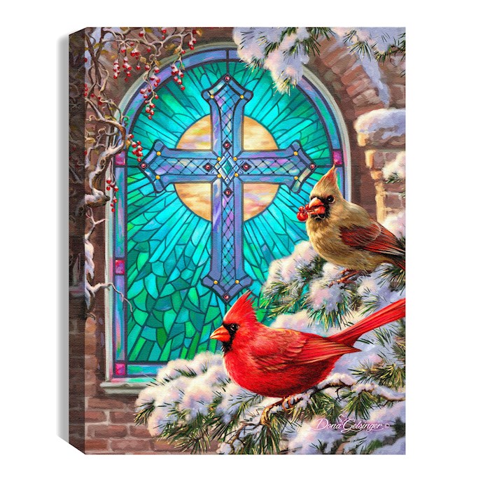 Glow Decor 350344 Christmas Church Window-LED Tabletop with Timer Mini Canvas - 8 x 6 in.