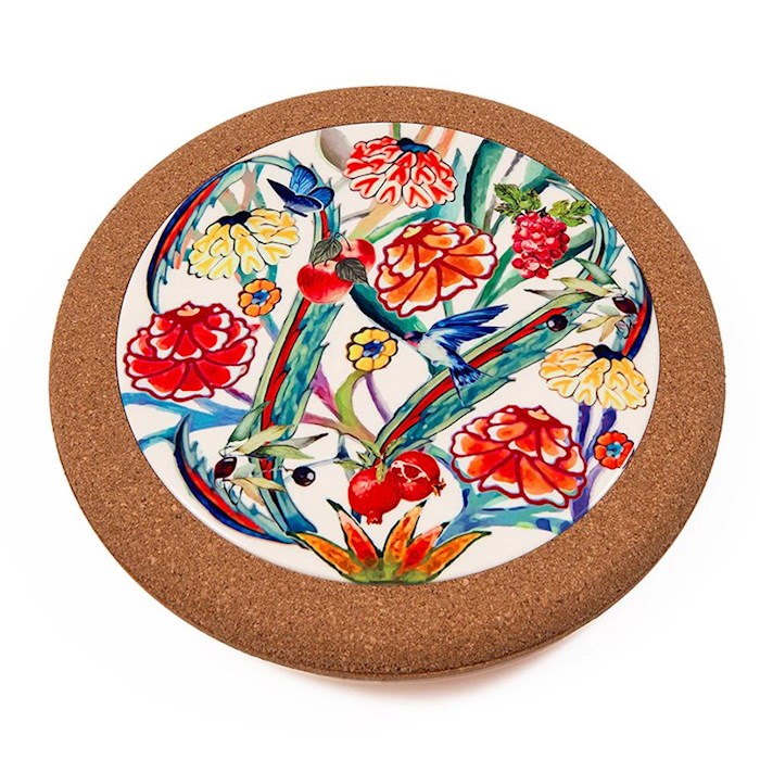 351524 Flowers Of The Field Cork & Ceramic Trivet - 8 in. - No.71197