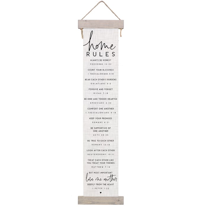 351561 Home Rules Hanging Canvas - 8.5 x 40 in.