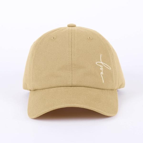 351814 Cap-Love-Washed with White Letters, Tan - One Size
