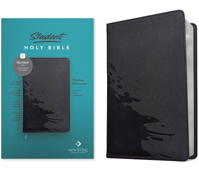 397459 NLT Student Thinline Reference Holy Filament Enabled Edition-Overflow Black Leather Like Bible