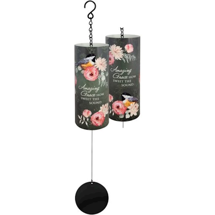 397532 Varnish Cylinder Sonnet Amazing Grace How Sweet The Sound Wind Chime - 18 in.