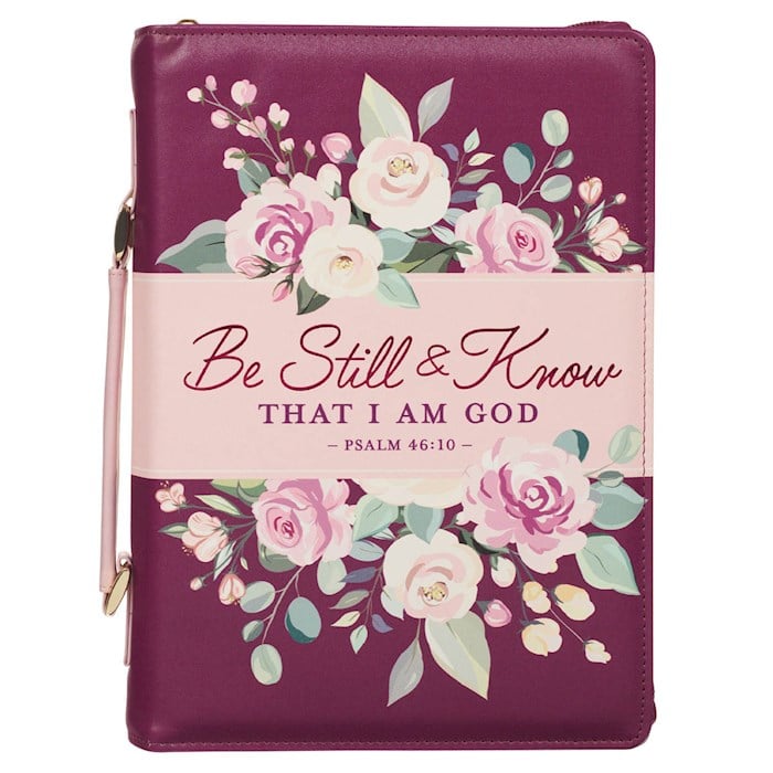 397646 Be Still & Know That I Am God Psalm 46.10-Pearlescent Plum Fashion Bible Cover - Large