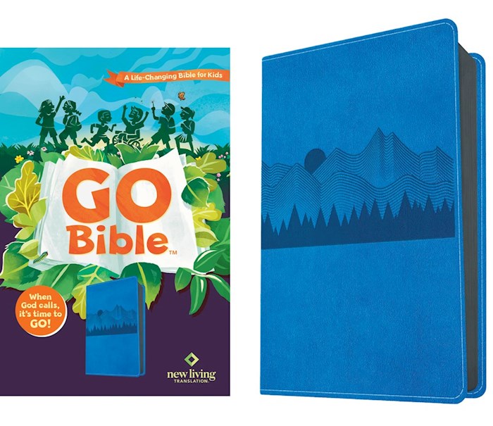 398808 NLT Go Mountains Leather Like Bible, Blue
