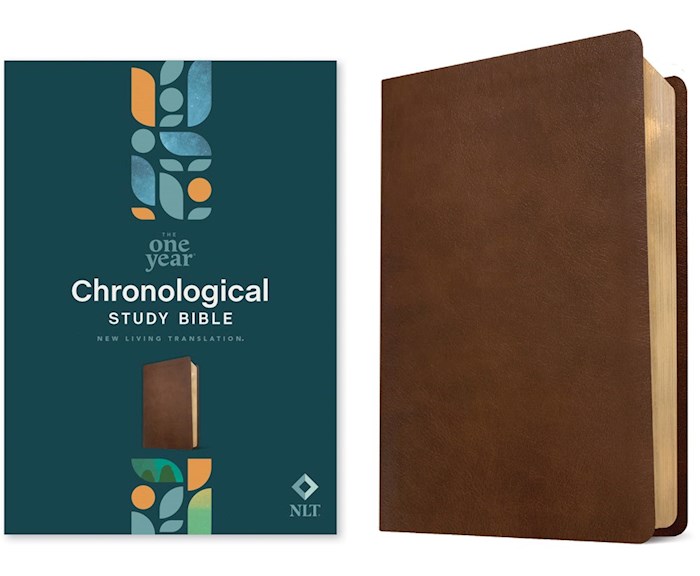 359917 NLT One Year Chronological Study Rustic Brown Leather Like Bible