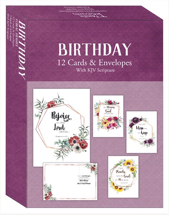 402816 Boxed Birthday Floral Frames Card - Pack of 12
