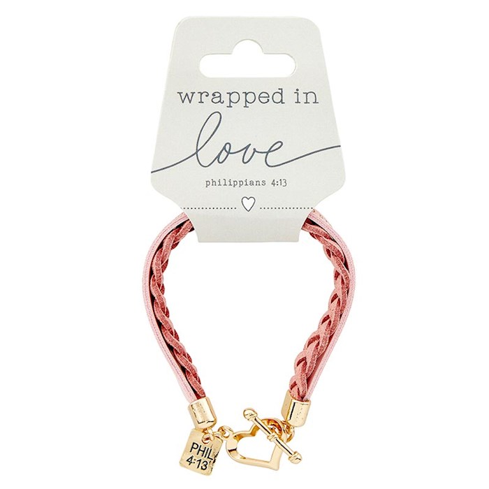 403298 Wrapped In Love with Heart Clasp Bracelet, Pink