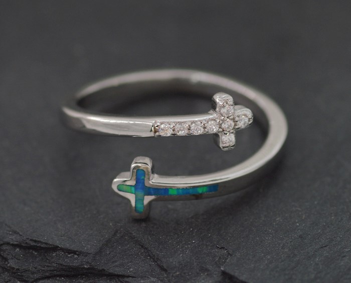 Eden Merry by James Lawrence 403491 Eden Merry Cross Blue Opal Adjustable Ring
