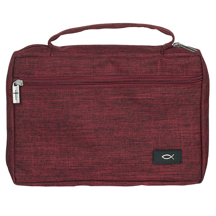 405923 Poly Canvas Value with Ichthus Bible Cover, Cranberry Red - Extra Large