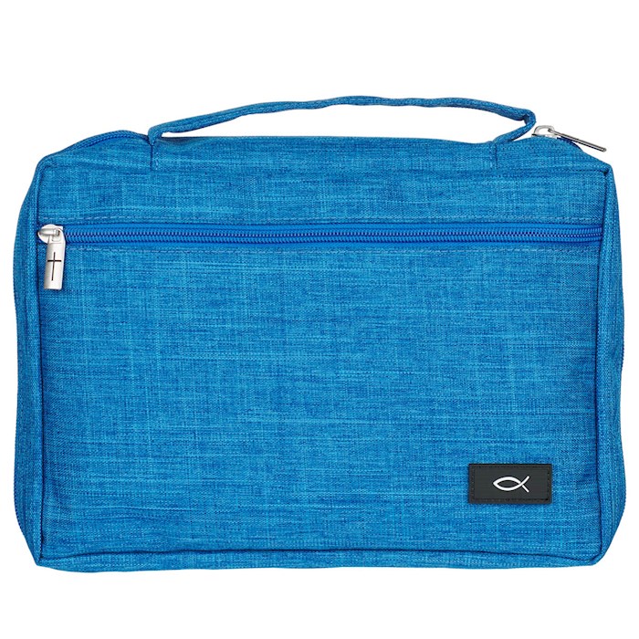 405926 Poly Canvas Value with Ichthus-Caribbean Bible Cover, Blue - Extra Large