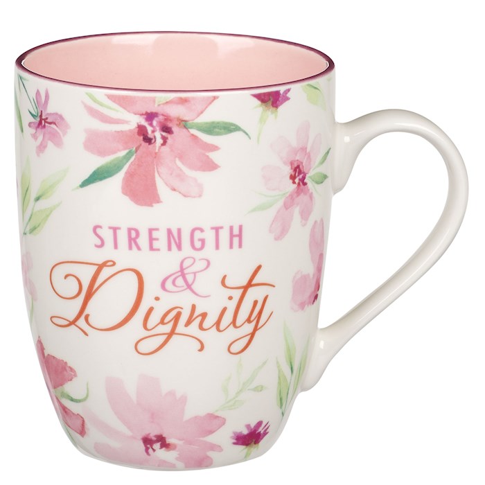 Picture of Christian Art Gifts 406218 Budget-Strength & Dignity Proverbs 31-25-Pink Floral Mug - MUG1055