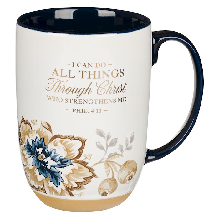 Picture of Christian Art Gifts 406233 I Can Do All Things Philippians 4-13-Honey Mug, Brown & Blue - MUG1093