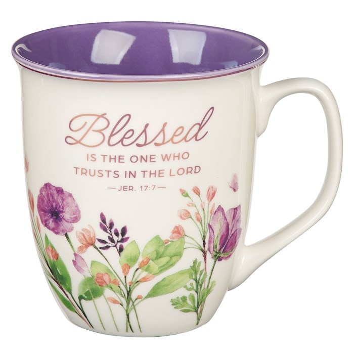 Picture of Christian Art Gifts 406240 Blessed Jeremiah 17-7-Purple Floral Mug - MUG1102