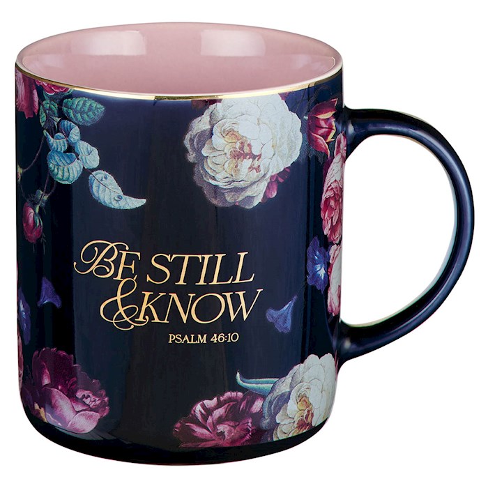 Picture of Christian Art Gifts 406247 Be Still & Know Psalm 46-10 Mug, Navy & Pink - MUG1107