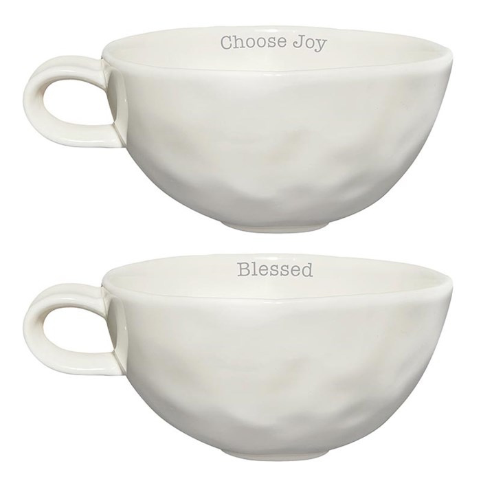Picture of CB Gift 407285 Set-Hand Thrown-Blessed & Choose Joy Mug - 10 oz - Set of 2