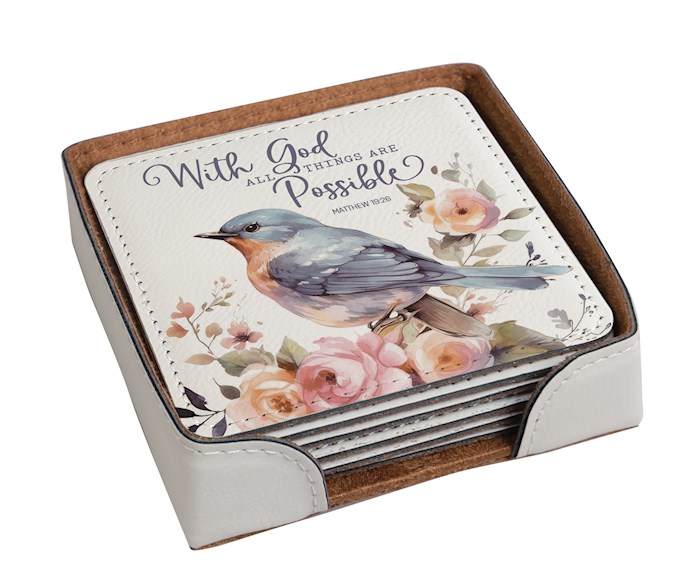 407619 Coaster Set with Gods All Things - Matthew 19.26 - Pack of 6