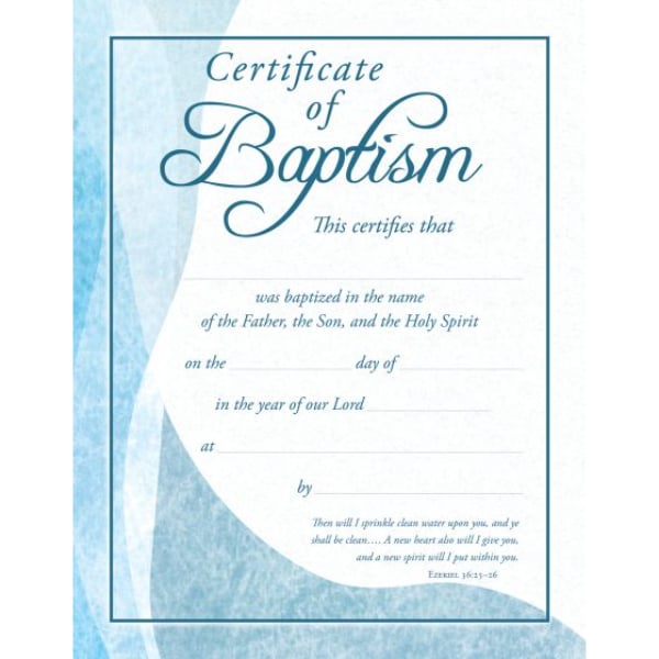 361415 8.5 x 11 in. Certificate of Baptism - Blue Foil Embossed