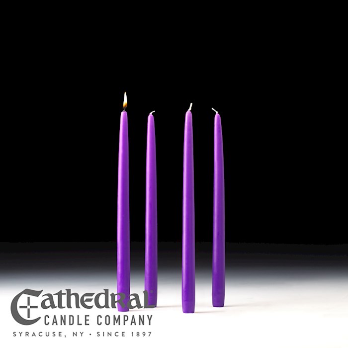 371255 Advent 4 Tapers, Purple - 12 in. - Pack of 4