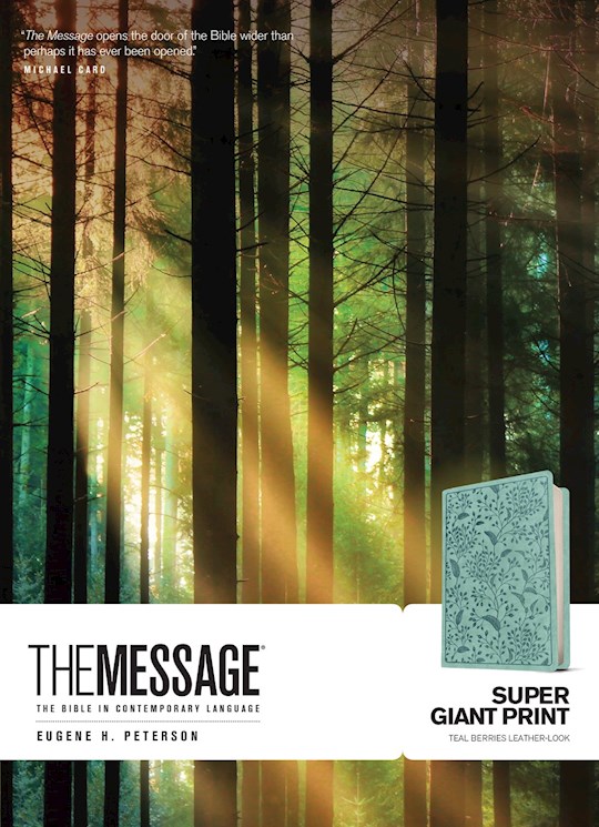 332180 The Message Super Giant Print Teal Berries Leather Look Bible