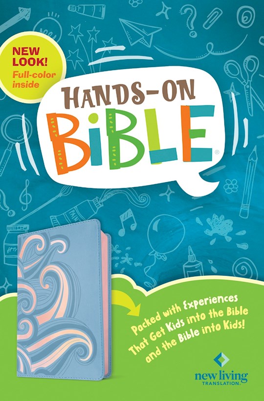 331934 NLT Hands On Third Edition Periwinkle Pink Waves Leather Like Bible