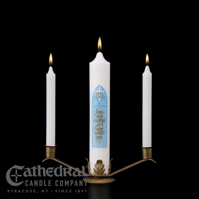 406684 Wedding Abiding Love Set Candle, White & Gold - 4 Piece